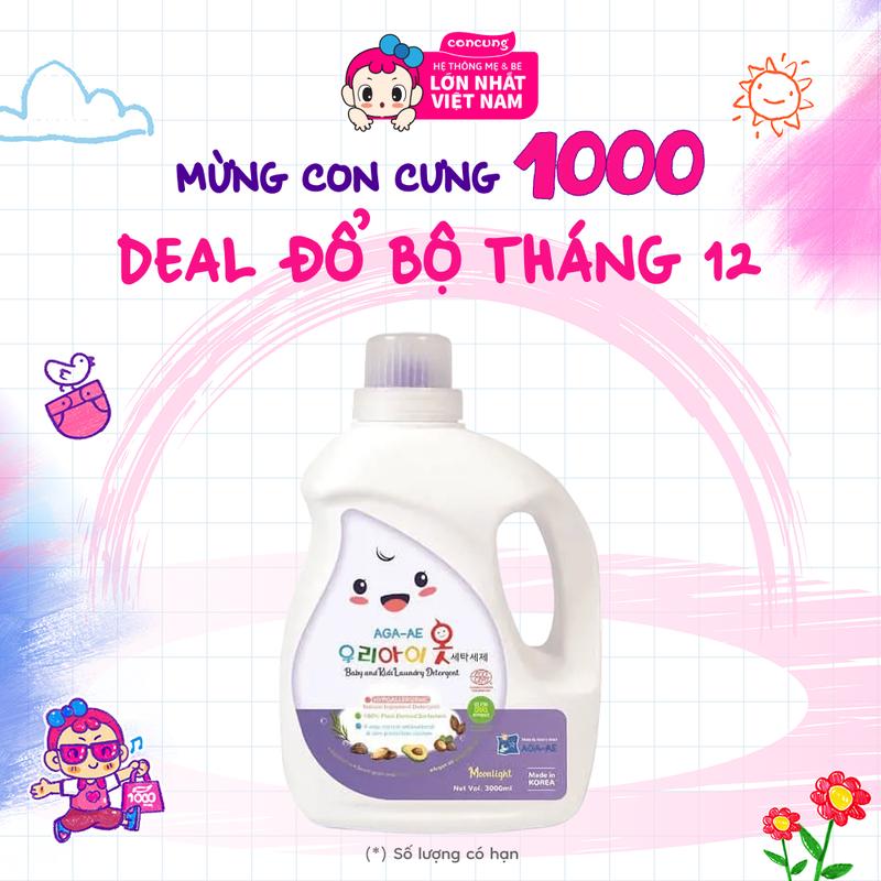  Nước Giặt Hàn Quốc AGA-AE Moonlight Kháng Khuẩn & Bảo Vệ Da Bé 3L 