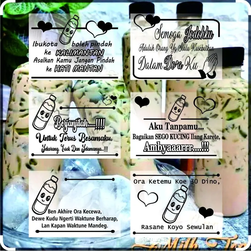 STIKER KATA-KATA 12 KARAKTER LUCU MINUMAN KEMASAN BOTOL ( vol 1 ) 1