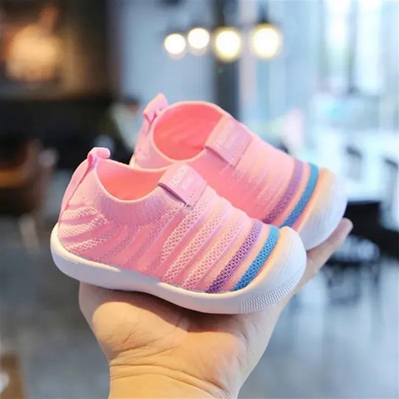 Product Introduction of Anti-skid toddler shoes, comfortable for kids and babies, for girls and boys, solid color, fashion, breathable mesh shoes, soft soles, lightweight shoes, shoes socks, for 0-2 years soft sole shoes 16