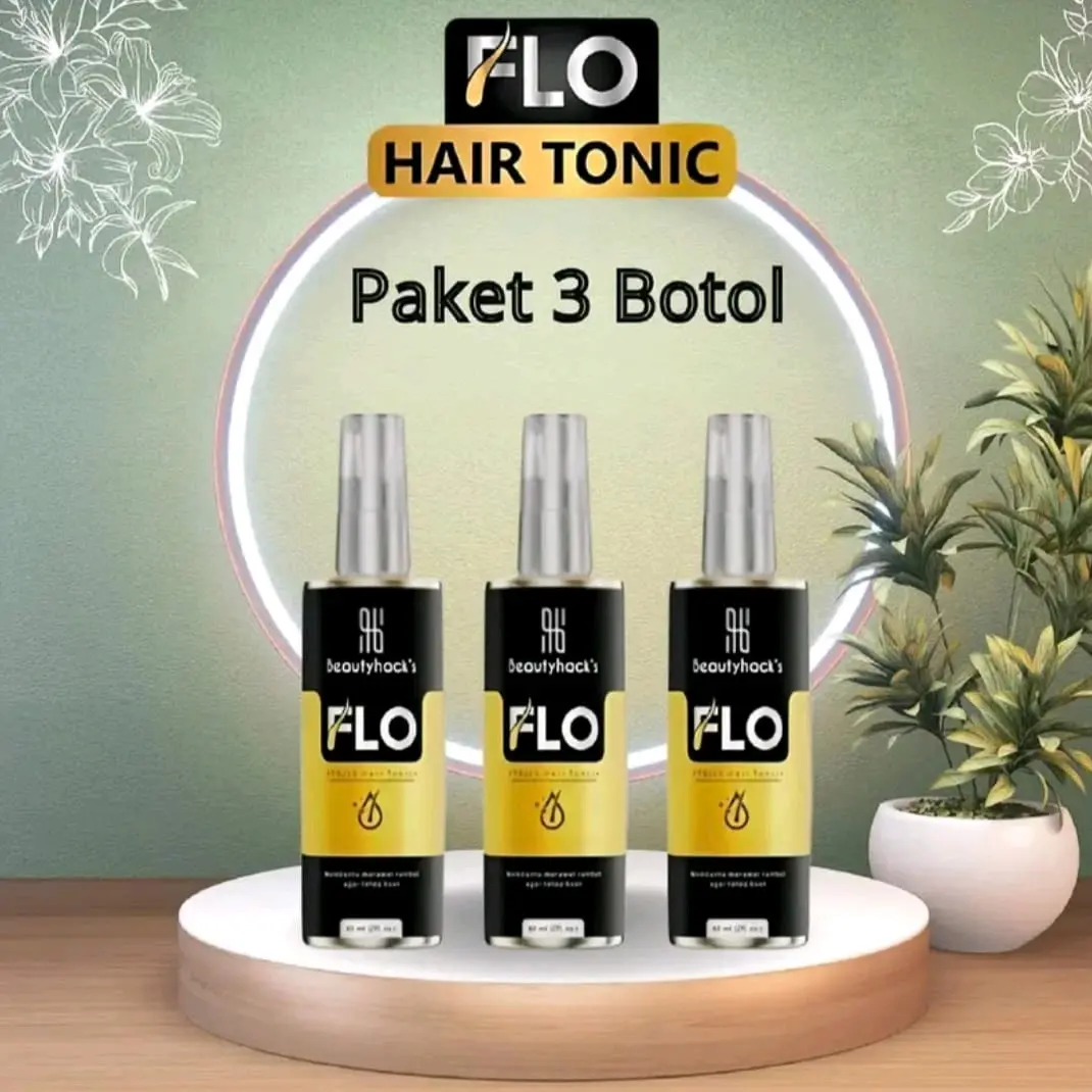 VIRAL PROMO!!PAKET 3 BOTOL FLO Hair Tonic Penumbuh  vitamin perawatan Rambut Kering Kebotakan Dini Haircare 60ml