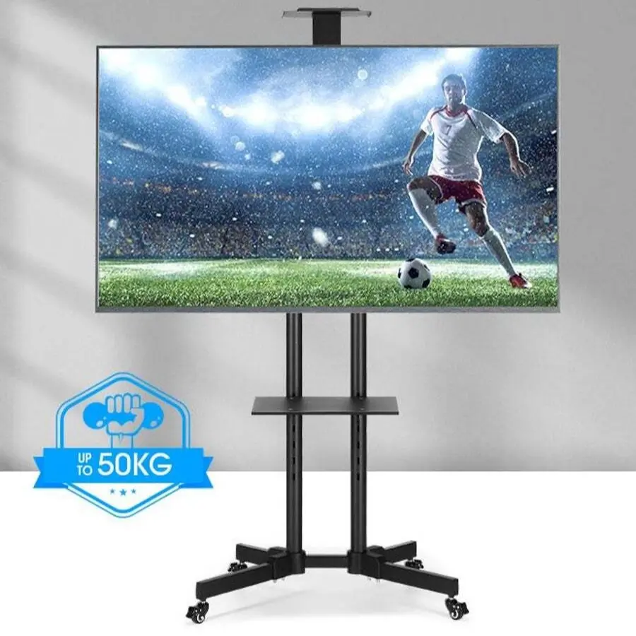 Floor Stand Mobile TV Bracket Mobile Cart TV Bracket Tilt -15º~+15º with Universal wheel Adjustable Mounting TV Stand