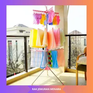 RAK JEMURAN MENARA LIPAT PINK/JEMURAN STANDING/16 CABANG JEMURAN