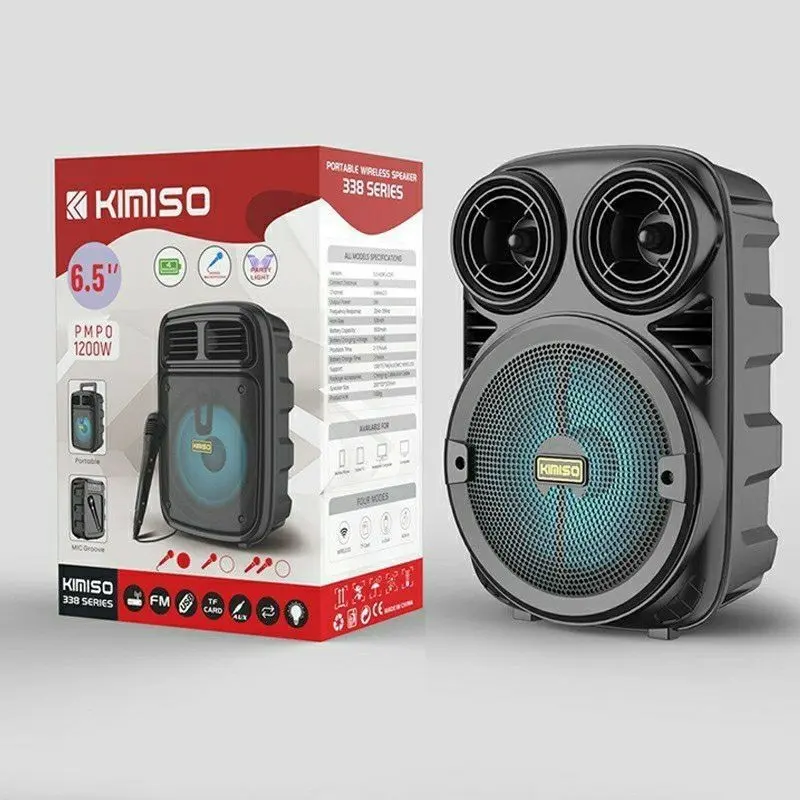 TOKO PEMBICARA【FREE SHIPPING】SUPER BASS PORTABLE BLUETOOTH SPEAKER WITH MIC BK-3381 SPEAKER BLUETOOTH BIG SOUND WITH LED LIGHT WIRELESS BLUETOOTH SPEAKER 7