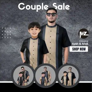 Baju Koko Ayah dan Anak Lengan Pendek Couple Bahan Katun M L XL XXL