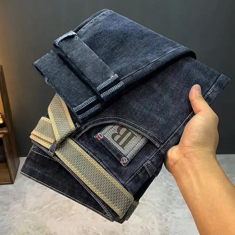 Celana jeans pria hitam abu slimfit stretch panjang cowok celana denim selvedge dewasa skinny pensil jens casual korea