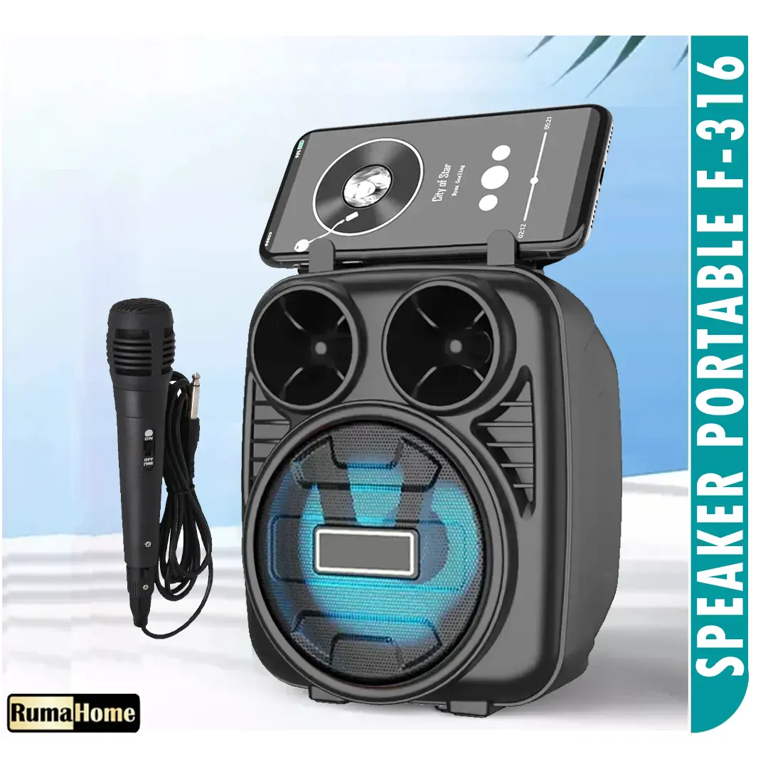 Speaker Bluetooth F-316 Portable Karaoke 3" Free Microphone Fleco bergaransi