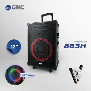 GMC Speaker 883H – Bluetooth Karaoke Speaker 12" – 130W, USB, SD, TF, AV/AUX In, FM Radio, LED Display, 2 Wireless Mic