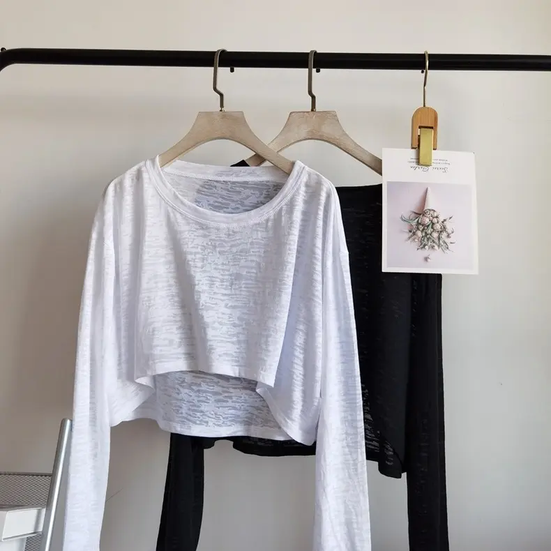 Áo Thể Thao Dài Tay Dáng Rộng Thời Trang Áo Crop Gợi Cảm Yoga Khiêu Vũ Áo Dài Tay Thoáng Khí Cho Phòng Tập Thể Dục Áo Thun Dài Ngoại Cỡ