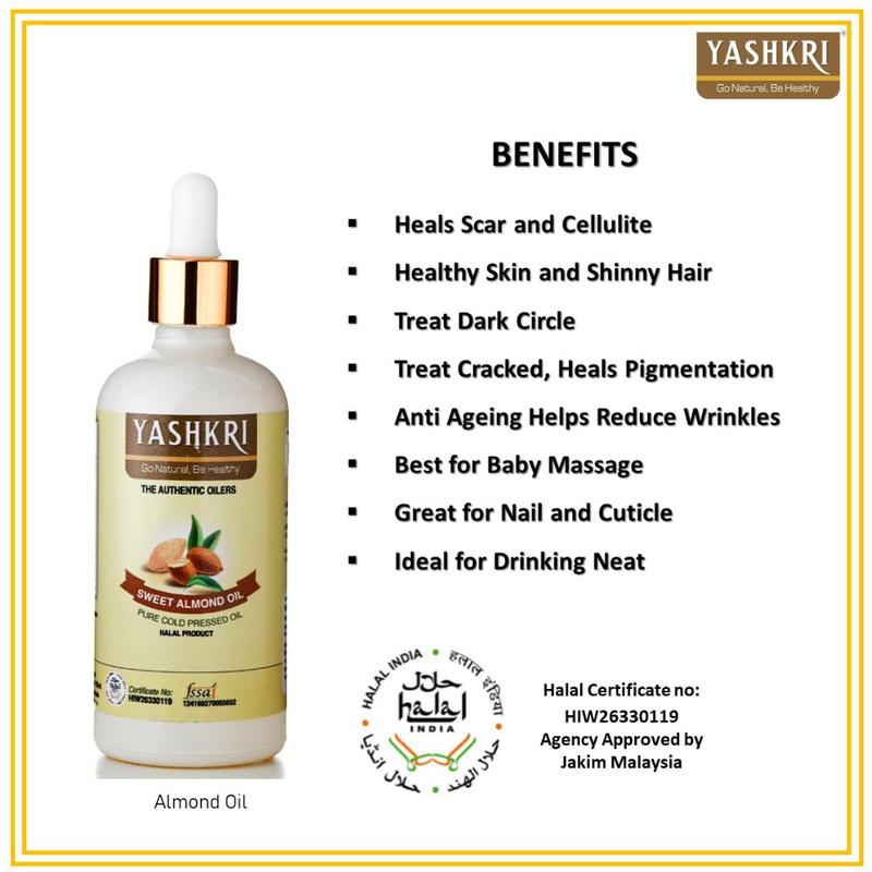 Product Introduction of Yashkri Cold Pressed Sweet Almond Oil 100ML Body Care Moisturizer 9