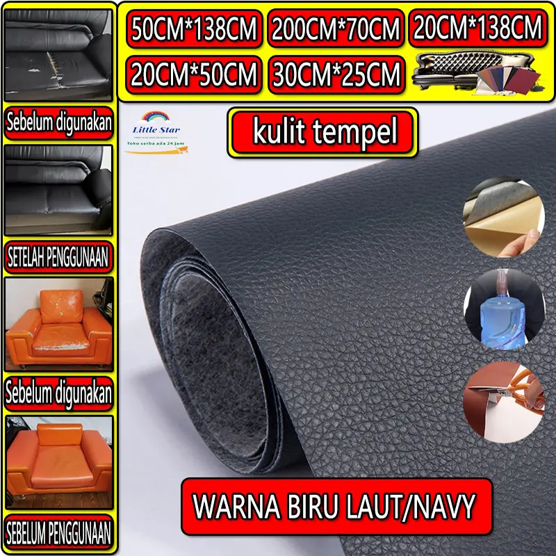 [Lem impor]COD Lem impor yang kuat WARNA BIRU LAUT/NAVY Sticker Kulit Sofa Leather Repair Sticker Cover Perbaikan Kulit Yang Rusak Kulit Sofa Yang Terbuat Dari Kulit Kursi Tas Yang Berlubang Sticker Kulit PU Jaket Kain