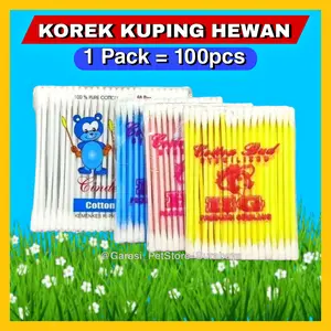 Cotton Bud Kucing Anjing Kelinci Musang ECER ISI 100pcs Kitten Adult Cotton Bud Bayi Dewasa Korekan Kuping Telinga