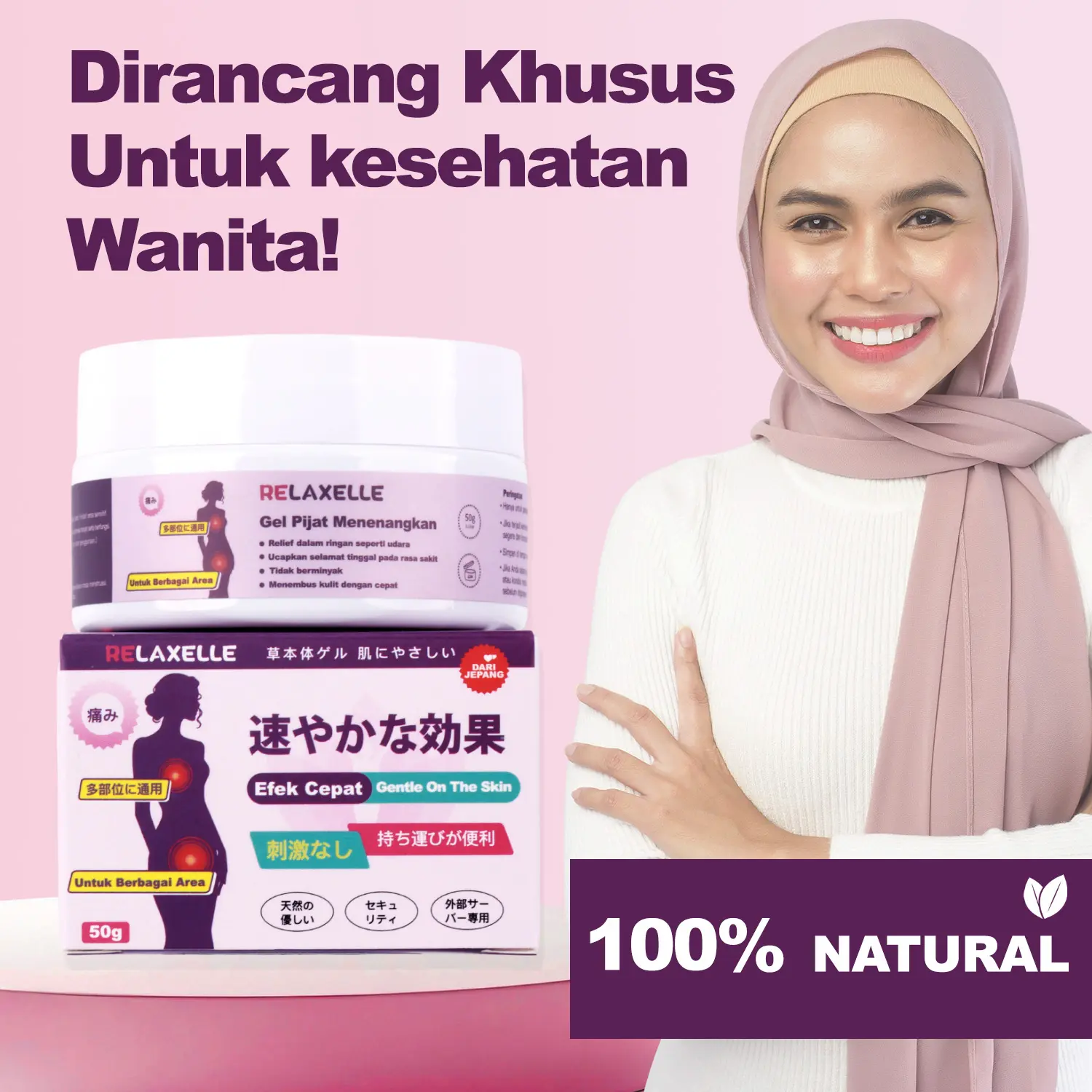 Redakan Kram Perut & Pegal Pinggang, Gel Hangat Herbal Berkualitas, BPOM Resmi Relaxelle 50g