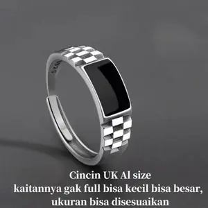 (Bebas beli 2 dapat bonus) COD C08 Cincin cewek cowok sliver hitam simple mewat harga murah terbaru titanium