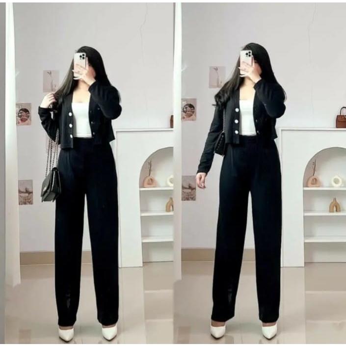 One Set Casey Knit And Pants Murah Berkualitas Setelan Wanita Kekinian Setelan Wanita Terlaris One Set Wanita Kekinian Knit Rib Terbaru Setelan Knit Wanita Setelan Wanita Korean Style One Set Knit Onset Knit Premium 4