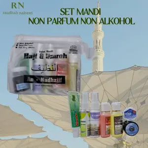 RAUDHAH NABAWI Set Mandi An Nadzhiif NEW Paket Botol 35ml Non Parfum Perlengkapan Haji Umroh Sabun Mandi Sampo Shampoo Sabun Lotion Sunscreen Hand sanitizer Deodorant Lipbalm Siwak F