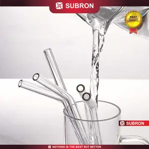 Sedotan Kaca Borosilicate Lurus Bengkok Smoothies Bening Transparan Pyrex Reusable Eco Friendly Boba