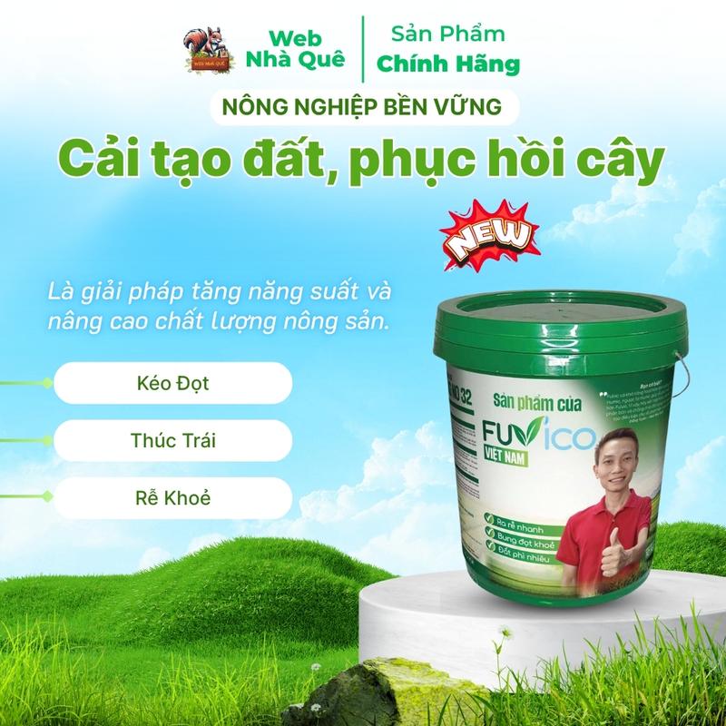  Phân Bón Hữu Cơ FUVICO Kích Rễ Cây Trồng Cải Tạo Đất Tơi Xốp Màu Mỡ Kéo Đọt Dài Thúc Trái Nhanh Lớn  xô 10kg pha 2000lít  