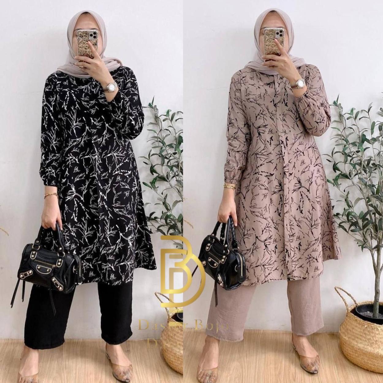 Set Tunik Laveta Setelan Tunik Terbaru Wanita Kekinian Setelan Tunik Adem Rayon Premium Grade A Set Long Tunik Wanita Terbaru Busui Friendly