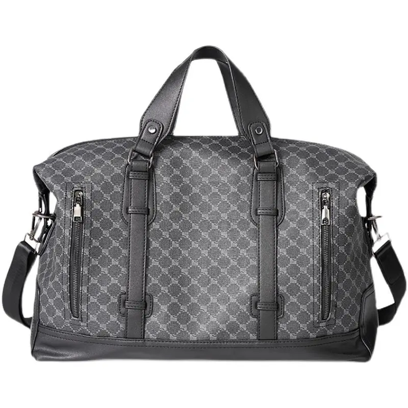 Brand New 2024 High Quality PU Leather Casual Fashion Shoulder Bag Duffel Large Capacity Pltan Travel Bag Version Men's Bag