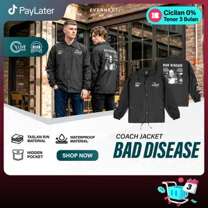 EVERNEXT Jaket Coach Bad Disease Pria Anti Air Jaket Taslan Waterproof Jaket Coach Distro