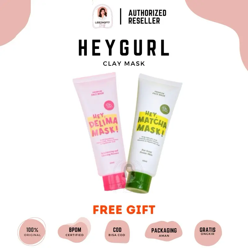 [READY] Clay mask by heygurl.id / CLAY MASK HEYGURL / Clay mask delima heygurl / clay mask matcha heygurl / Hey Delima Mask / Clay masker heygurl / Claymask Heygurl