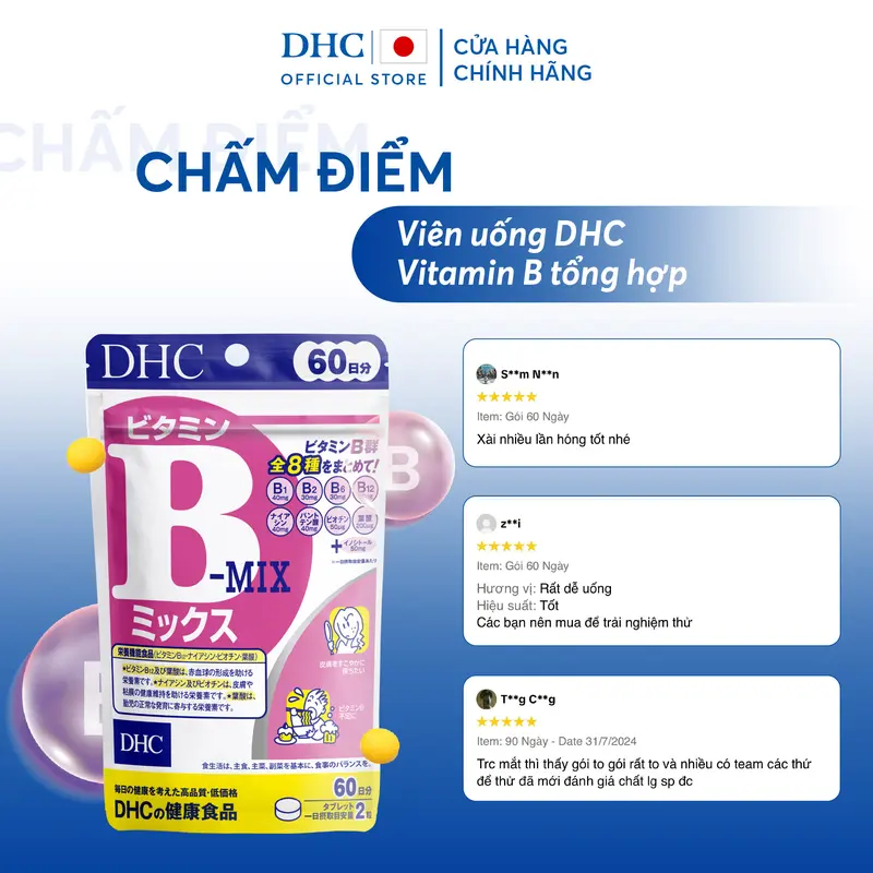 [GIẢM 50% - DATE 31/12/2025] TPBVSK DHC Vitamin B mix dạng viên uống hỗ trợ bổ sung Vitamin B tổng hợp - gói 90 Ngày 3