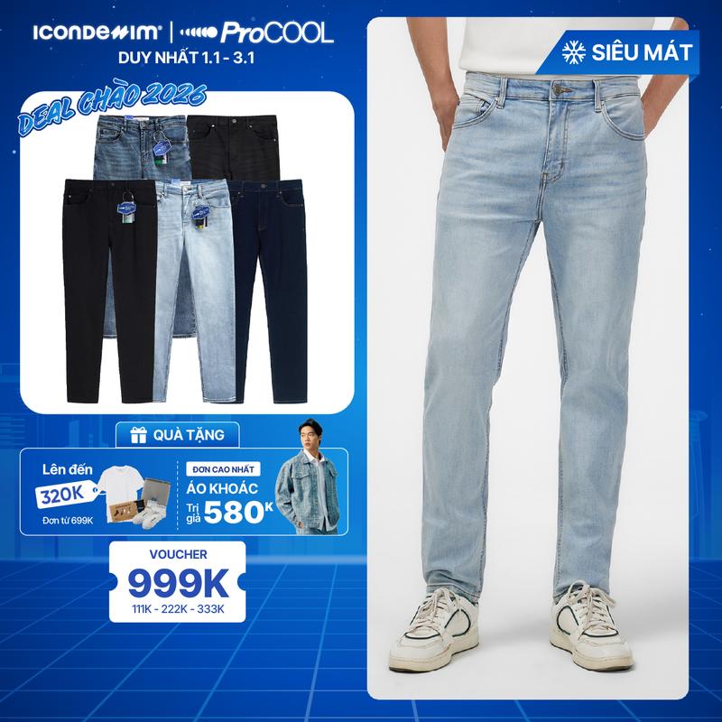 Quần jeans nam PROCOOL ICONDENIM quần bò form slimfit ôm vừa vặn công nghệ vải Coolmax mát lạnh mềm mịn thoải mái