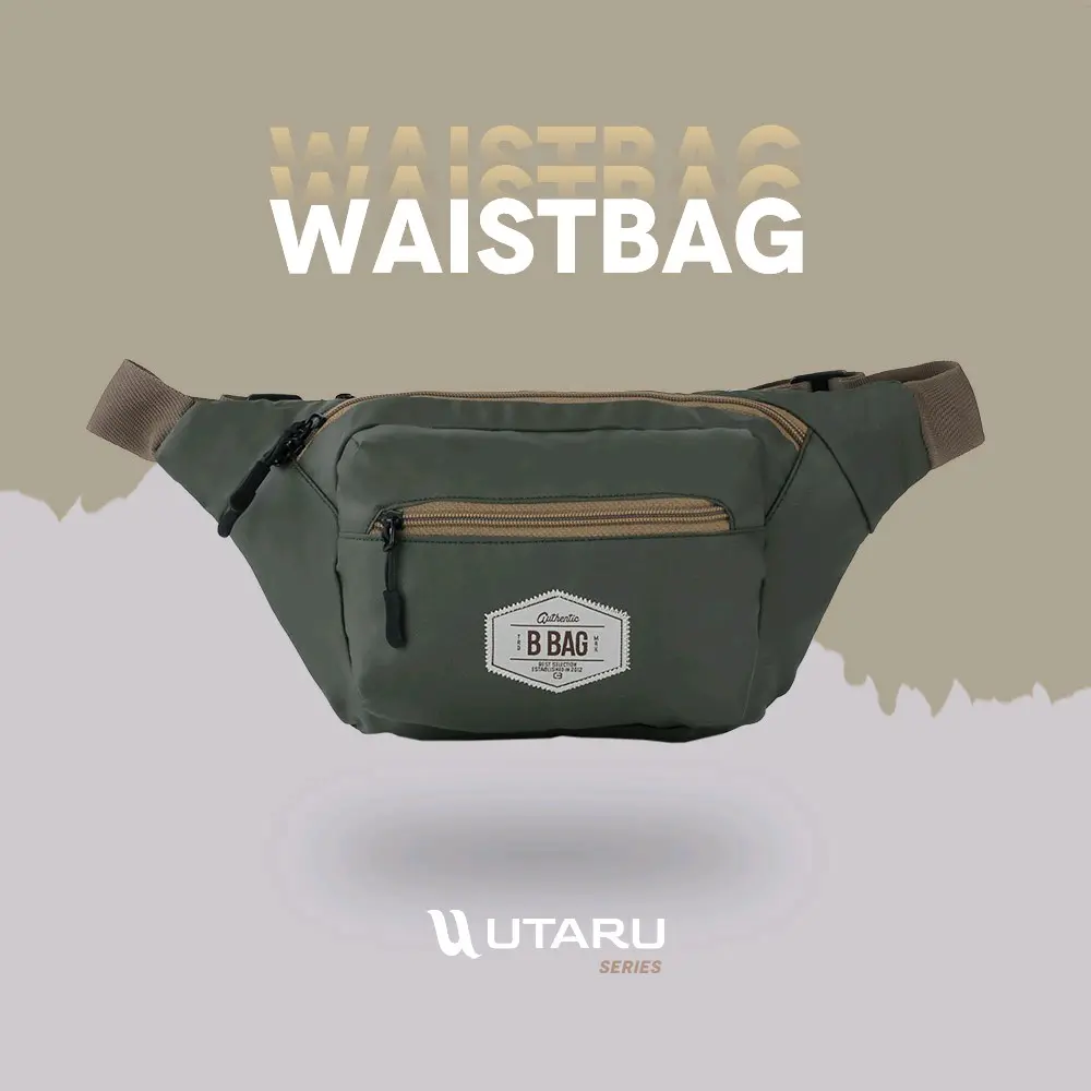 Tas Waist & Sling Bag Pria UTR 169 Hijau Premium for Traveling