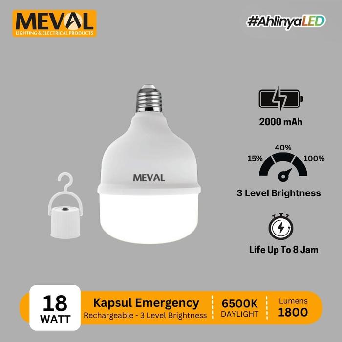 Gambar MEVAL Lampu Darurat LED Kapsul Emergency 3 Level Brightness - 18 Watt dari MEVAL ID Kota Tangerang Tokopedia