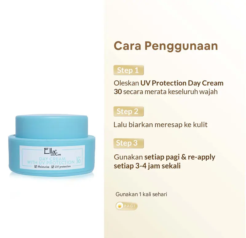 Ella Skincare Day Cream SPF 30 with UV Protection - Melindungi Kulit dari Sinar Matahari, Aman utk Semua Jenis Kulit 3