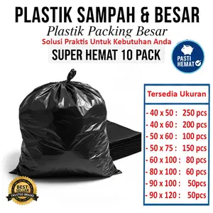 Plastik Sampah SUPER HEMAT isi 10 pack | Kantong Plastik Sampah Hitam | Plastik sampah hitam besar