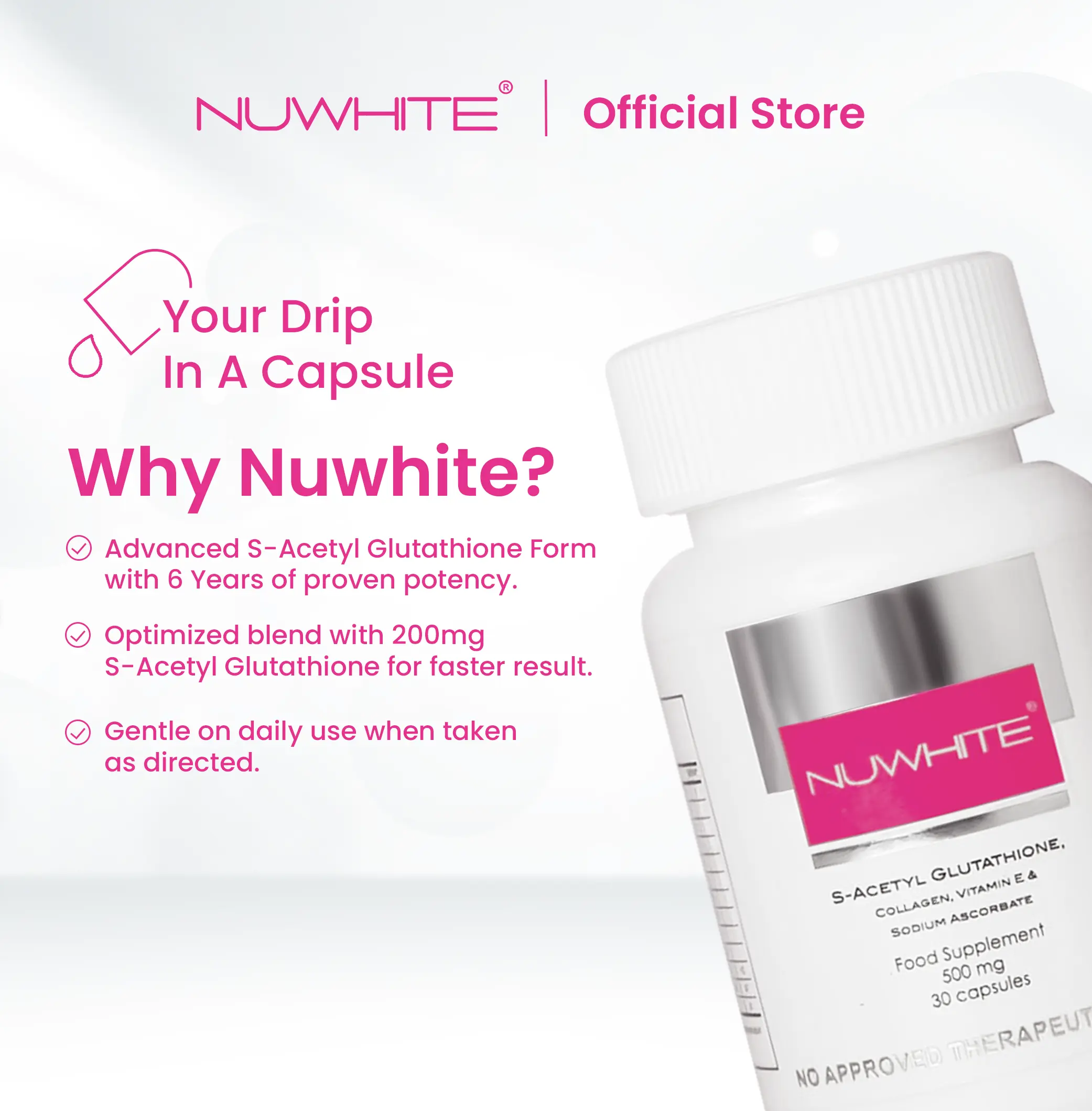NUWHITE S-Acetyl Glutathione - 200mg of S-Acetyl Glutathione - TikTok Shop Philippines NUWHITE S-Acetyl Glutathione - 200mg of S-Acetyl Glutathione - TikTok Shop Philippines