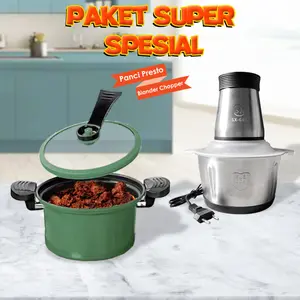 (SS) Free GIFT Bundling Paket Hemat Panci Presto Viral 22cm+Chopper Blender Daging