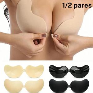 Sujetador push-up invisible, cubiertas de pezón de silicona autoadhesivas, sujetador sin tirantes con forma mango, realza el tamaño del busto, ajuste cómodo