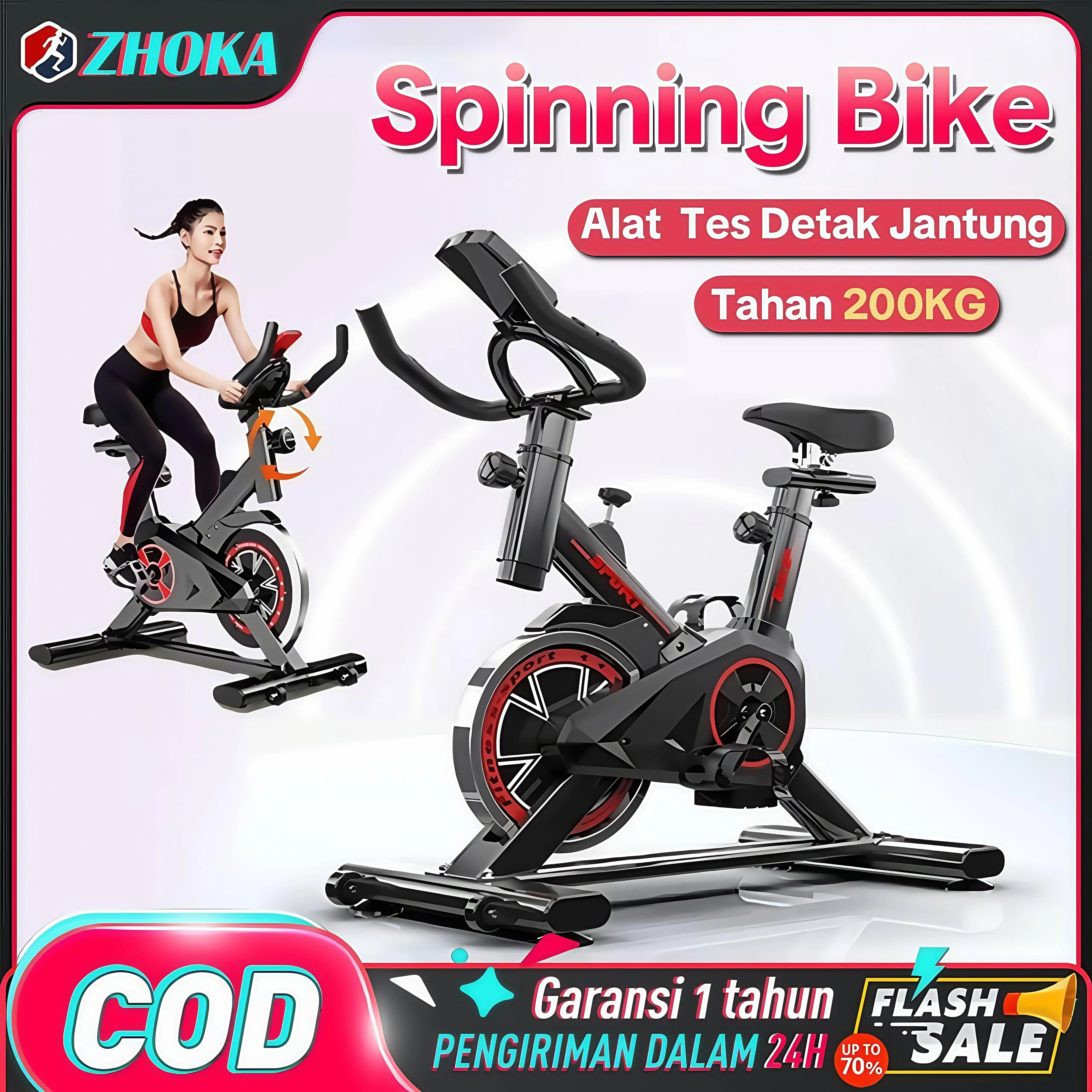 ZHOKA Spinning bike Sepeda statis peralatan fitness dalam ruangan yang  Sepeda Fitness  Sepeda Statis Elliptical