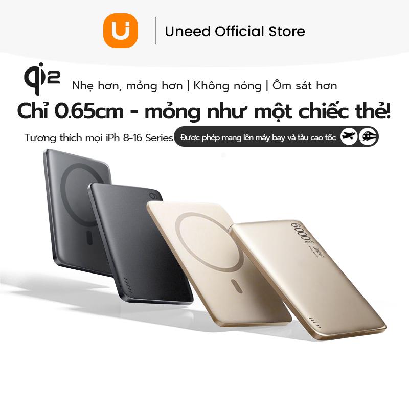 Uneed Sạc Dự Phòng Mini Siêu Mỏng Sạc Không Dây Pin Dự Phòng dung lượng lớn kích thước nhỏ 6000mAh 12000mAh dễ dàng mang theo hỗ trợ sạc nhanh không dây cục sạc dự phòng mini tương thích với iPhone 17