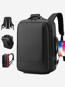 男性向け拡張式ノートPCバックパック、USB充電対応、最大15.6インチのノートPCに対応、旅行や学校での使用に最適、人気商品
