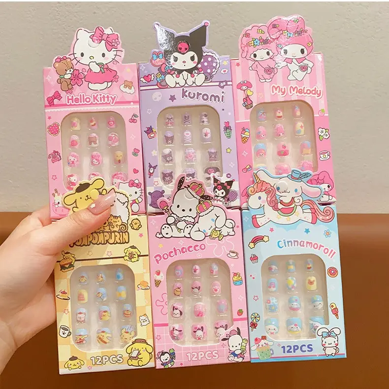 Kuromi design baby nail sticker cute detachable sweet nails for girls suitable for 3-10 years old