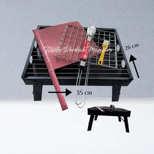 Pemanggang Portable Barbecue Plat Besi Cat Powder Coating Ukuran 25x36 cm
