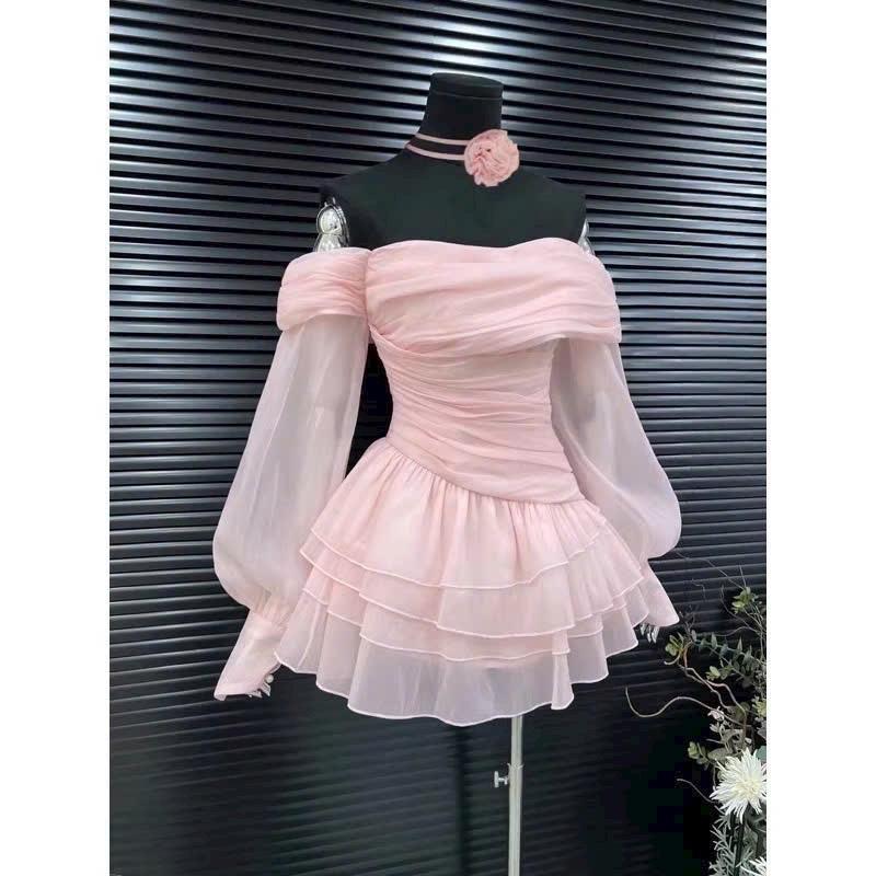 Bigsize Đầm bẹt vai tiểu thư kèm tag hoa bigsize 55 đến 90 ký