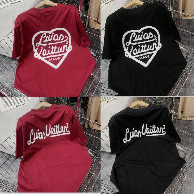 Áo LV Trái Tim Thêu Xù Nổi Form Rộng Chất Cotton Thời Trang Nam Nữ Áo Thun LV Thêu Xù Hình Trái Tim Form Chuẩn Unisex Hottrend Chất Liệu Cotton 2 Chiều
