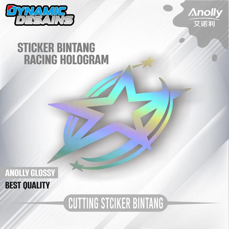 Sticker Cutting Bintang Racing Hologram Keren Motorcycle Reflective - Ukuran 9 x 7,5 cm - Hologram 0