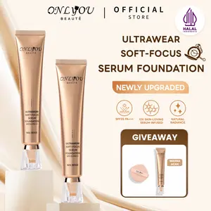 【BPOM Certification】ONLYOU Serum Foundation Cair  Menyamar Noda Anti luntur Anti Air Anti Keringat Menjaga Kelembaban Tidak Lengket + PUFF【COD】