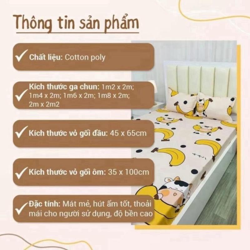 Sét 5 món ( chăn phao sẵn ruột + ga bọc nệm + 2 vỏ gối nằm + 1 vỏ gối ôm ) 4