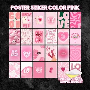 Poster Stiker Color Pink - Tinggal Tempel - 24 Lembar - Size A5