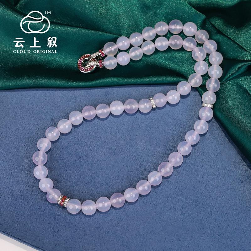 Product Introduction of Cloud Jewelry Violet Purple 10mm Chalcedony Necklace-Dark or light color 4