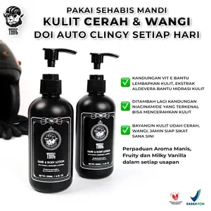 Thug Lotion Pencerah Badan with Niacinamide Vitamin E Aloe Vera Bundling 2/3 Botol 200ml Mencerahkan dan Melembutkan Kulit Lotion Laki Lotion Cowo Pencerah Badan