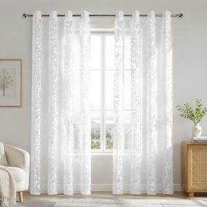 CASA RUYI Cortina Transparente 137x230CM con Encaje Elegante Tela Ligera para Ambientes Modernos y Sofisticados Ideal para Ventanas con Transparencia y Estilo