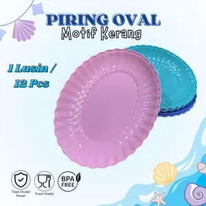 Piring Saji Oval Motif Kerang Plastik 1 Lusin / 12 Pcs Warna - Kitchenware Piring Saji Oval Motif Kerang Plastik 1 Lusin / 12 Pcs Warna - Kitchenware