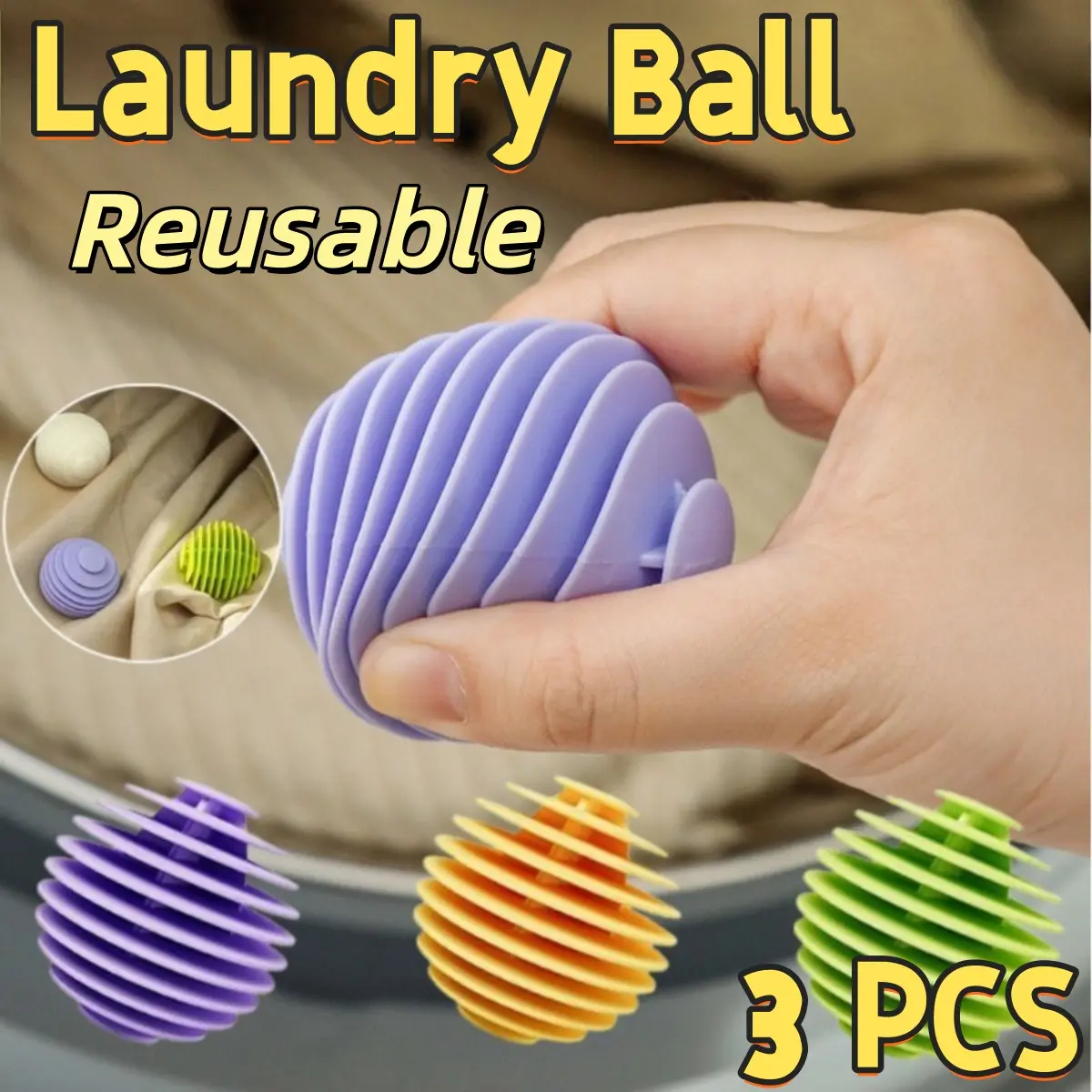 3pcs Laundry Ball Silicone / Laundry Ball Mesin Cuci Silikon Anti Kusut / Alat Cuci Baju Bola Karet Laundry Mesin Cuci / Baju Bersih Bola Mesin Cuci/Reusable/Bola Laundry